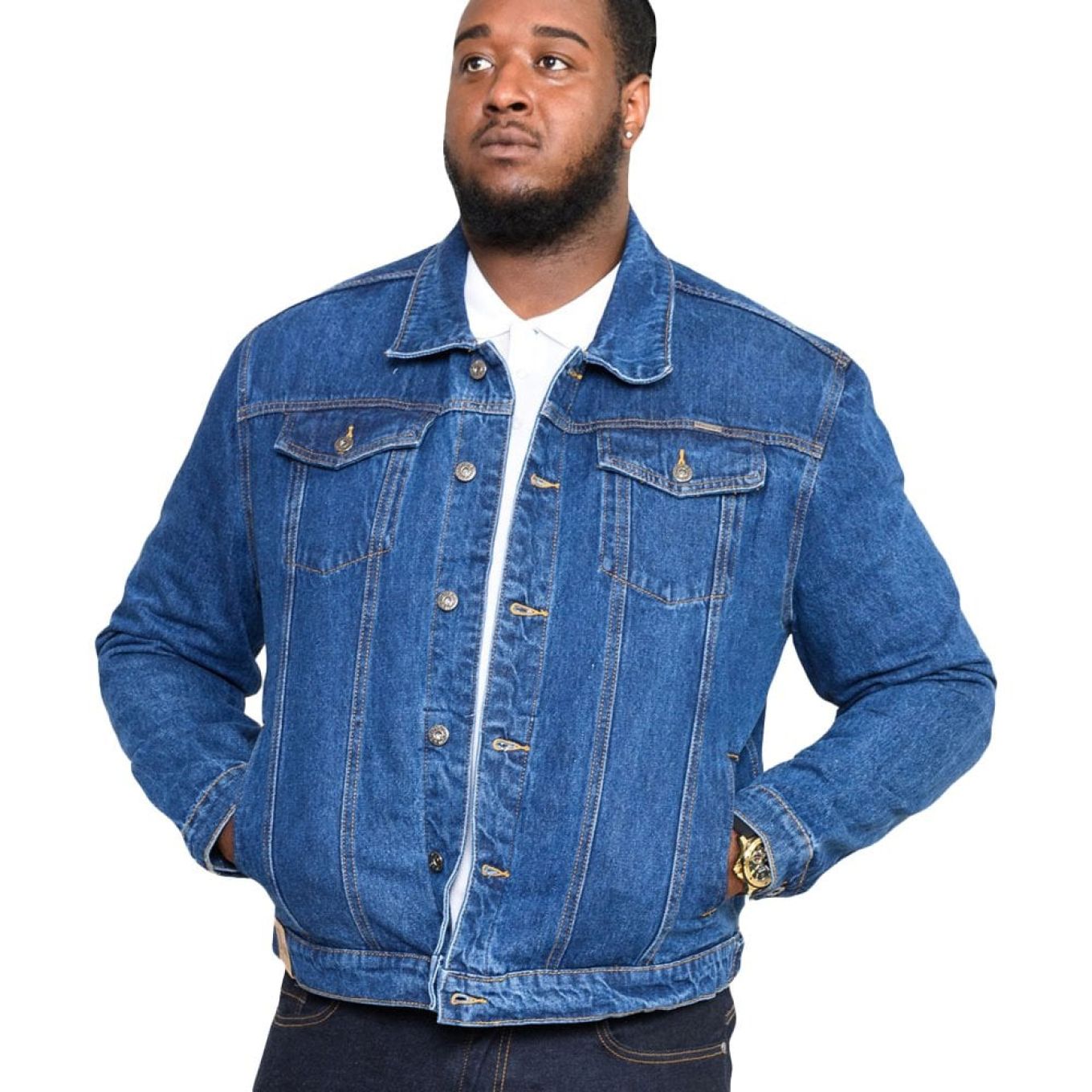 D555 by Duke D555 Mens Big Size Denim Jacket | Chatleys