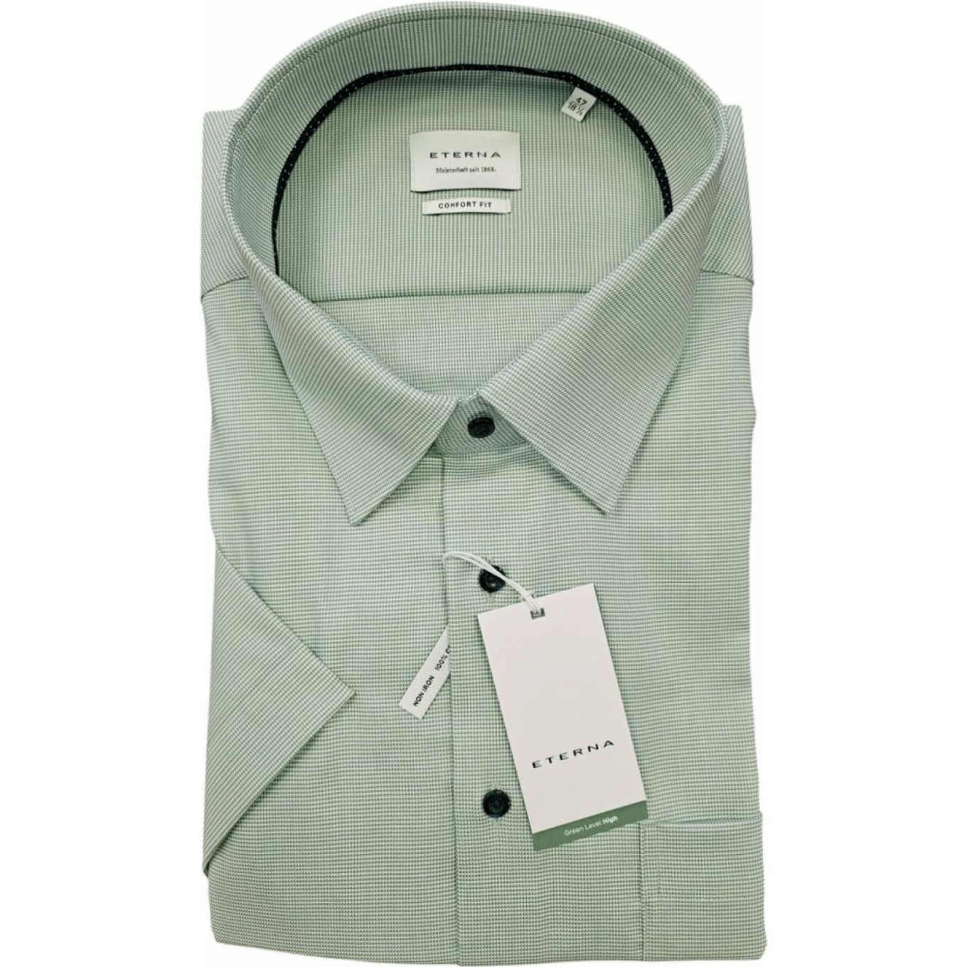 Eterna Mens Big Size Comfort Fit Micro Check Cotton Formal Short Sleeve Shirt