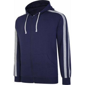 Ed Baxter Mens Big Size Zip Front Hoody With Side Stripes And Front Pockets