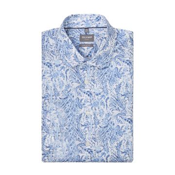 Olymp Mens Big Size Comfort Fit Paisley Print Non Iron Egyptian Cotton Casual Short Sleeve Shirt