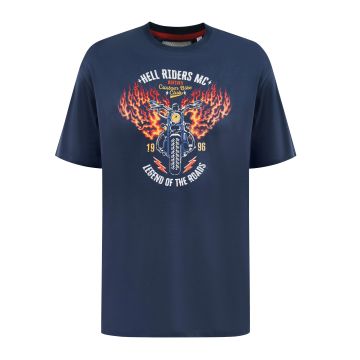 D555 Mens Big Size Hell Riders Print Cotton Crew Neck T Shirt