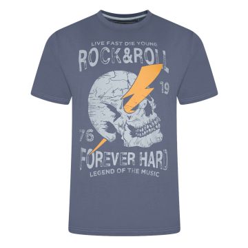 Kam Mens Big Size Rock N Roll Skull Printed Tee