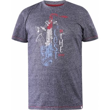 Duke Mens Big Size Saxophone Print Cotton Crew Neck T Shirt