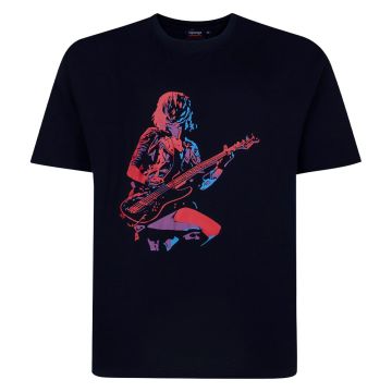 Espionage Mens Big Size Abstract Guitarist Crew Neck TShirt
