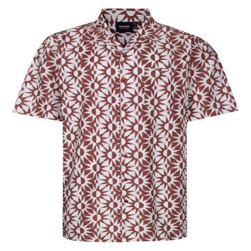 Espionage Mens Big Size Abstract Sun Print Casual Short Sleeve Shirt