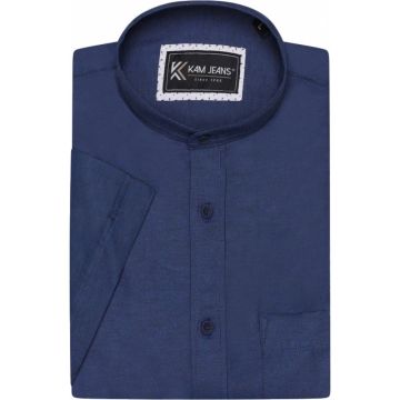Kam Mens Big Size Grandad Oxford Casual Short Sleeve Shirt