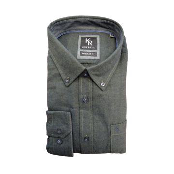 Kings Road Mens Big Size Brushed Cotton Button Down Collar Casual Long Sleeve Shirt
