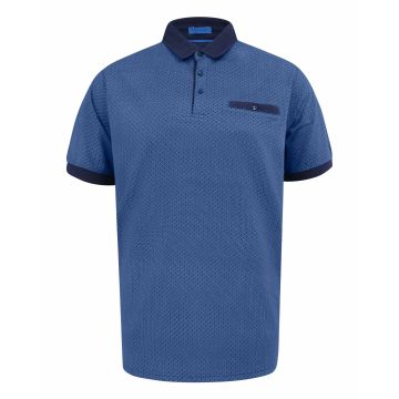 D555 Mens Big Size All Over Print With Contrast Collar And Cuff Short Sleeve Polo With Chest Pocket