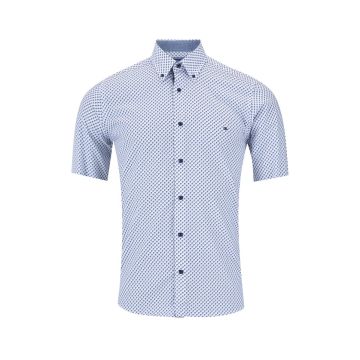 Douglas and Grahame Mens Big Size Patterned Button Down Collar Casual Short Sleeve Shirt