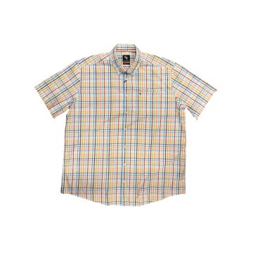 Kings Road Mens Big Size Casual Check Cotton Short Sleeve Shirt