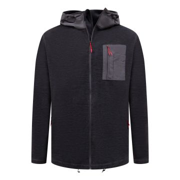 D555 Mens Big Size Micro Fleece Hooded Zip Through Hoody With Polyester Hood and Pocket