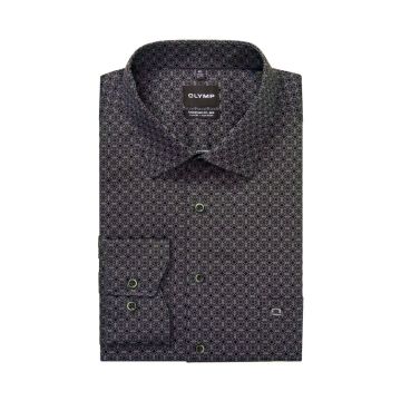 Olymp Mens Big Size Fine Satin Cotton Print Shirt