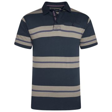 Kam Mens Big Size Horizontal Stripe Short Sleeve Polo