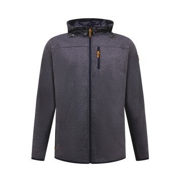 D555 Mens Big Size Detachable Hood Bonded Fleece Zip Through Hoody With Cut And Sew Panels