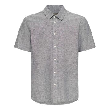 Blend Mens Big Size Linen Mix Short Sleeve Shirt