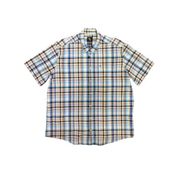 Kings Road Mens Big Size Multi Check Cotton Casual Short Sleeve Shirt With Breast Pocket