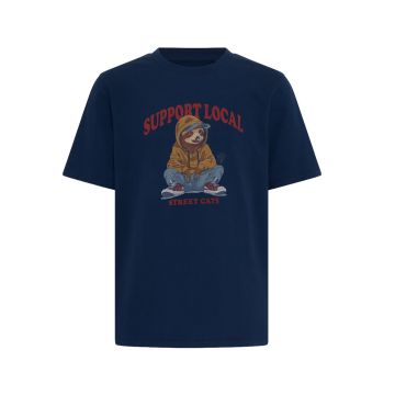 Blend Mens Big Size Street Cat Print Crew Neck T-Shirt