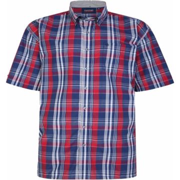 Espionage Mens Big Size Cotton Button Down Collar Check Short Sleeve Shirt