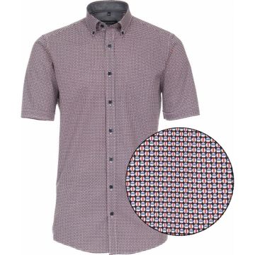 Casa Moda Mens Big Size Button Down Collar Circle Print Short Sleeve Shirt
