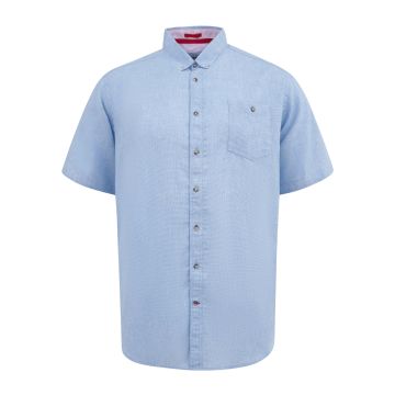 D555 Mens Big Size Linen Mix Short Sleeve Shirt With Button Down Collar and Pocket