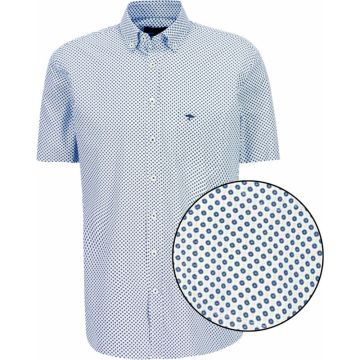 Fynch Hatton Mens Big Size Mini Pattern Button Down Collar Casual Short Sleeve Shirt In Supersoft Cotton With Breast Pocket