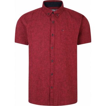 Peter Gribby Mens Big Size Linen Cotton Mix Button Down Collar Casual Short Sleeve Shirt With Breast Pocket