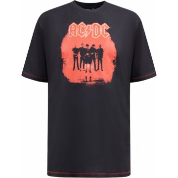 D555 Mens Big Size AC DC Print Cotton Crew Neck T Shirt