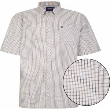 Espionage Mens Big Size Button Down Collar Check Short Sleeve Shirt With Breast Pocket