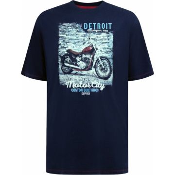 D555 Mens Big Size Detroit Motor Bike Print Cotton Crew Neck T Shirt