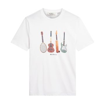 Ben Sherman Mens Big Size Guitar Print Crew Neck T Shirt