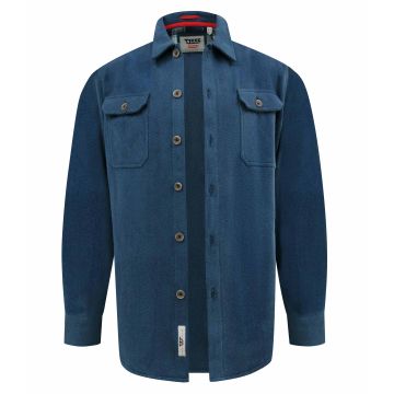 D555 Mens Big Size Long Sleeve Navy Herringbone Shacket Overshirt With Chest and Side Pockets