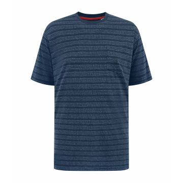 D555 Mens Big Size Waffle Stripe Cotton Crew Neck T Shirt