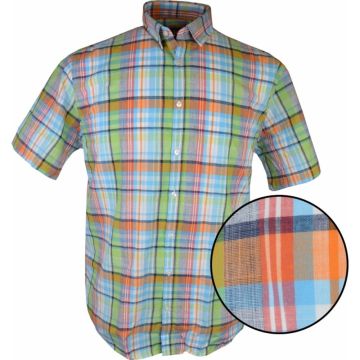 Kings Road Mens Big Size Check Casual Cotton Short Sleeve Shirt