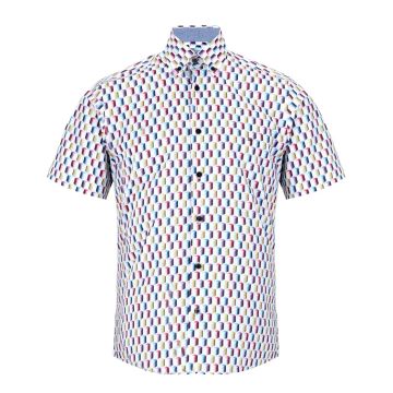 Douglas & Grahame Mens Big Size Drifter Casual Geometric Design Short Sleeve Shirt