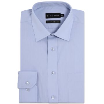 Double Two Plain Long Sleeve Formal Shirt