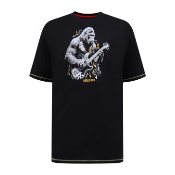 D555 Mens Big Size Gorilla Rock Print Crew Neck T Shirt
