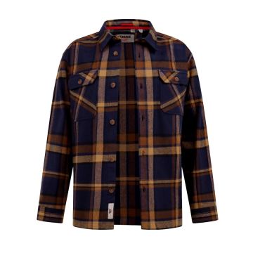 D555 Mens Big Size Brush Cotton Check Overshirt
