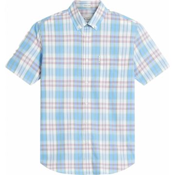 Ben Sherman Mens Big Size Irregular Check Button Down Collar Casual Short Sleeve Shirt