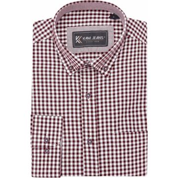Kam Mens Big Size Gingham Check Oxford Button Down Long Sleeve Casual Shirt