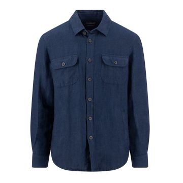 Fynch Hatton Mens Big Size Linen Cotton Herringbone Overshirt
