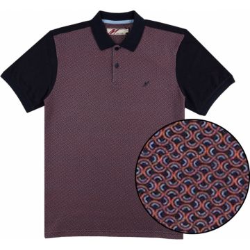 Mish Mash Mens Big Size Smart Jersey Short Sleeve Geometric Print Front Panel Polo