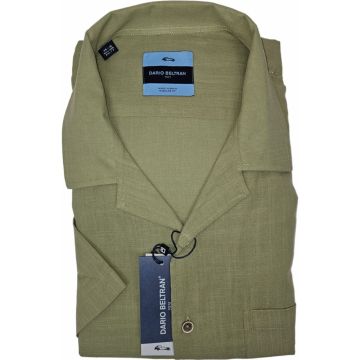 Dario Beltran Mens Big Size Textured Cotton Pyjama Collar Short Sleeve Shirt With Breast Pocket