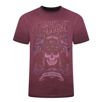 Kam Mens Big Size Tattoo Print Crew Neck T Shirt