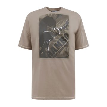 D555 Mens Big Size Rambo Print Crew Neck T Shirt