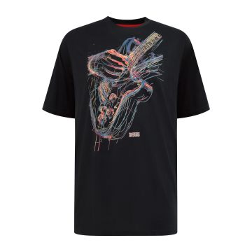 D555 Mens Big Size Multi Colour Guitar Print T Shirt