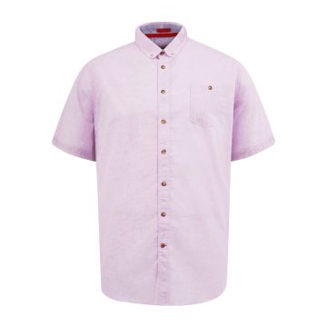 D555 Mens Big Size Linen Mix Short Sleeve Shirt With Button Down Collar and Pocket
