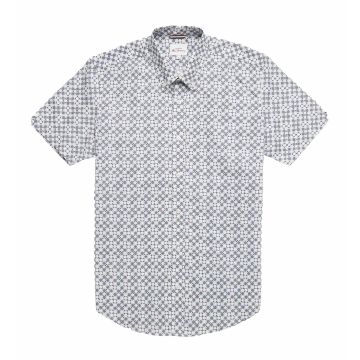Ben Sherman Mens Big Size Geo Print Button Down Collar Short Sleeve Shirt