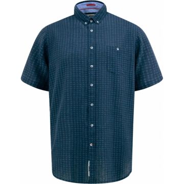 D555 Mens Big Size Jacquard Linen Mix Short Sleeve Shirt