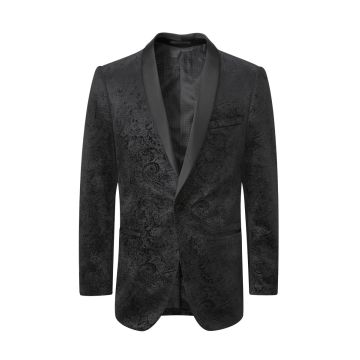 Skopes Mens Big Size Black Paisley Evening Jacket