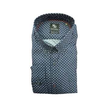 Kings Road Mens Big Size Pattern Print Casual Long Sleeve Shirt
